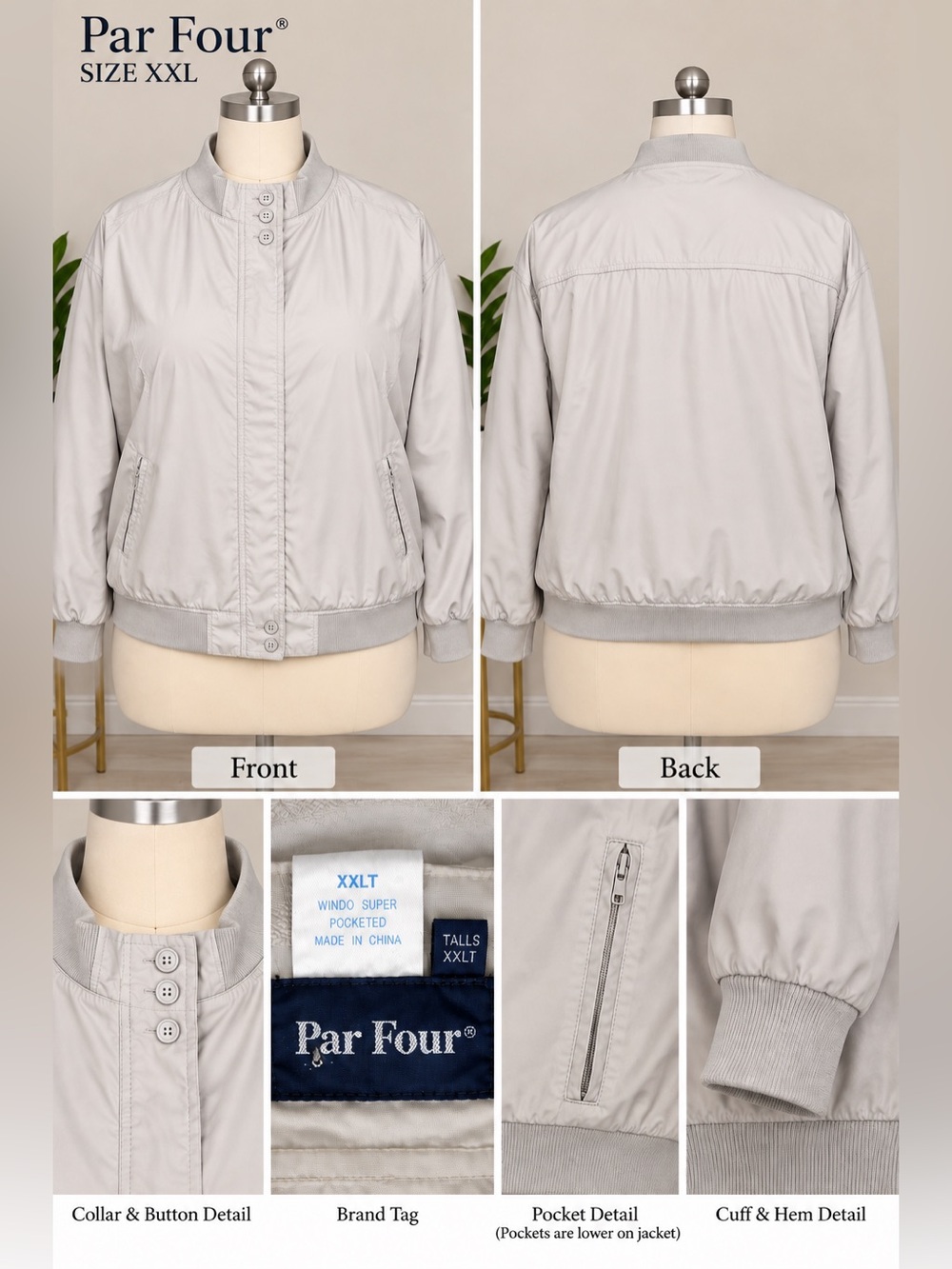Mens Light Gray Bomber Jacket
